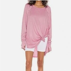 We The Free x Free People Snowy Thermal Tunic Top Pink Size Large Oversized Smal